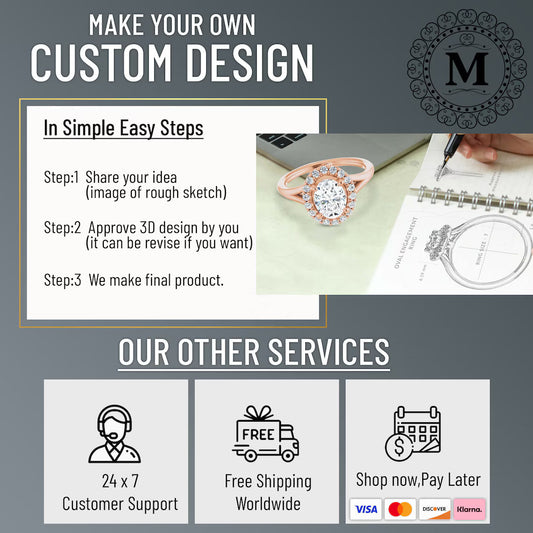 1.5 CT Oval Cut Moissanite Engagement Ring Marquise & Round Brilliant Cut Diamond Ring Bridal Ring Oval Cut Anniversary Promise Ring For Her
