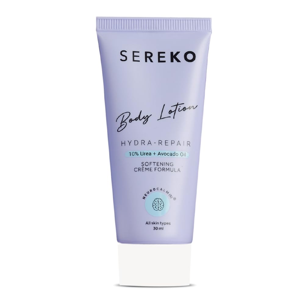 Sereko 10% Urea & Avocado Oil Body Lotion 30ML | For Strawberry legs, Detans, Rough Bumpy skin| Body lotion for Men & Women | AHA BHA free | Gentle Exfoliating | with 48H Moisturization | Very dry, flaky skin