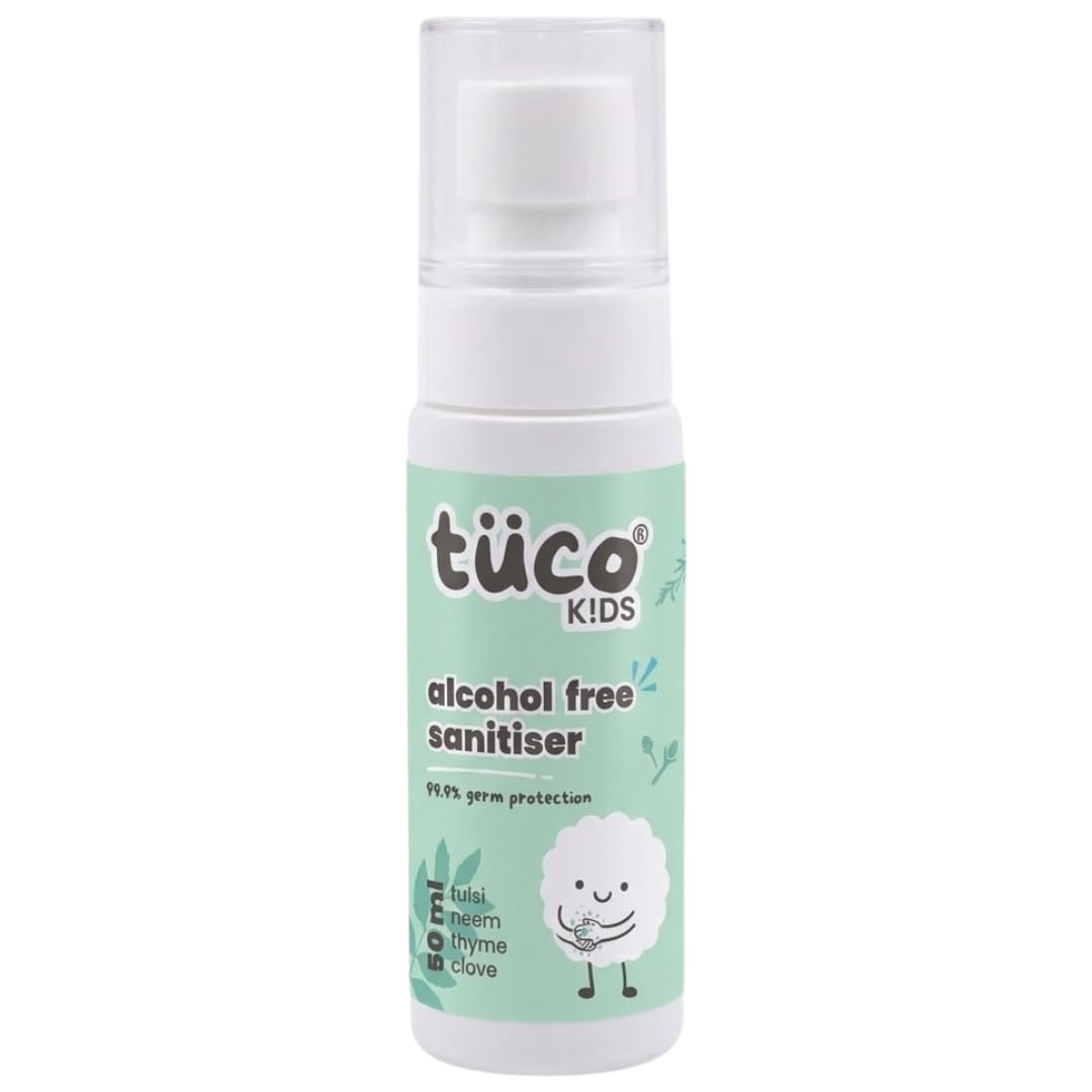 TucoÂ® Kids Alcohol-free sanitizer | Perfect for fighting germs | Made with Tulsi, Neem, Clove | For kids 4-10, 2-5, 10-15 years | SLS & Paraben free | 50ml-Pack of 1