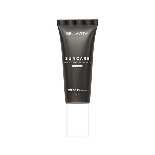 BELLAVITA Suncare Brightening Sunscreen For Men | SPF 50 PA+++ Broad Spectrum Protection | Zero White Cast | Brightens Skin Instantly | Ultra Lightweight | Prevents Tanning & Dullness | Instant Absorption | 30 ml