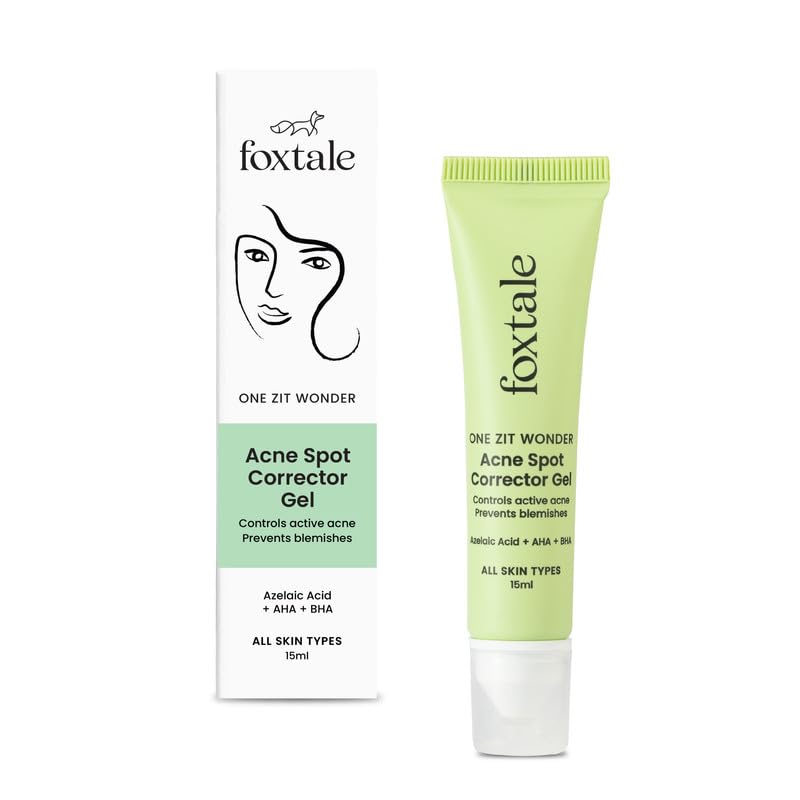 Foxtale 2% Salicylic Acid Acne Spot Corrector Gel with2% Azelaic Acid & 3% Glycolic Acid |Reduces Pimples Overnight | Prevents Acne Scars | For Men & Women | 15 ml
