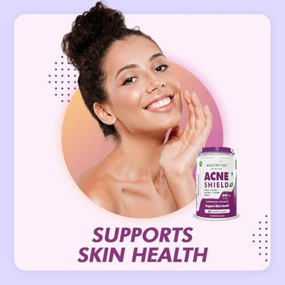 HealthyHey Nutrition Acne Shield - 850mg per serving - 60 Vegetable Capsules