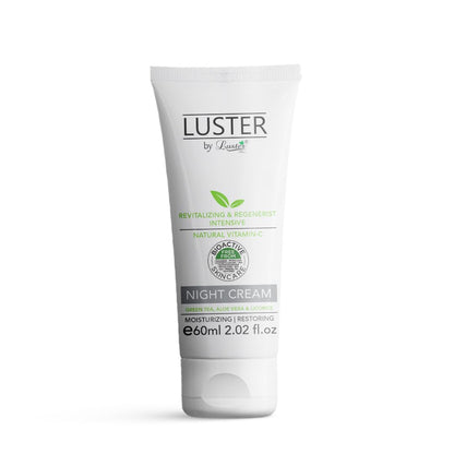 Luster Night Cream Revitalizing & Regenerist Intensive Made With Natural Vitamin â€“ C | Night Cream For Women & Men | Overnight Repair | 100% Organic Acne-Prone Treatment - 60ml
