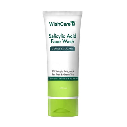 WishCare Salicylic Acid Face Wash For Women & Men | Reduces Acne & Controls Oil | With AHA, Green Tea, Chamomile & Tea Tree | Salicylic Acid Face Wash For Oily Skin & Acne Prone Skin | 100ml