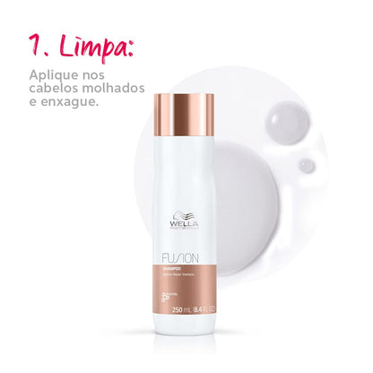 Wella Professionals Fusion Intense Repair Shampoo for Frizzy and Dry Hair | Strengthen, Smoothens & Protect against Breakage | With Silk Amino Acids