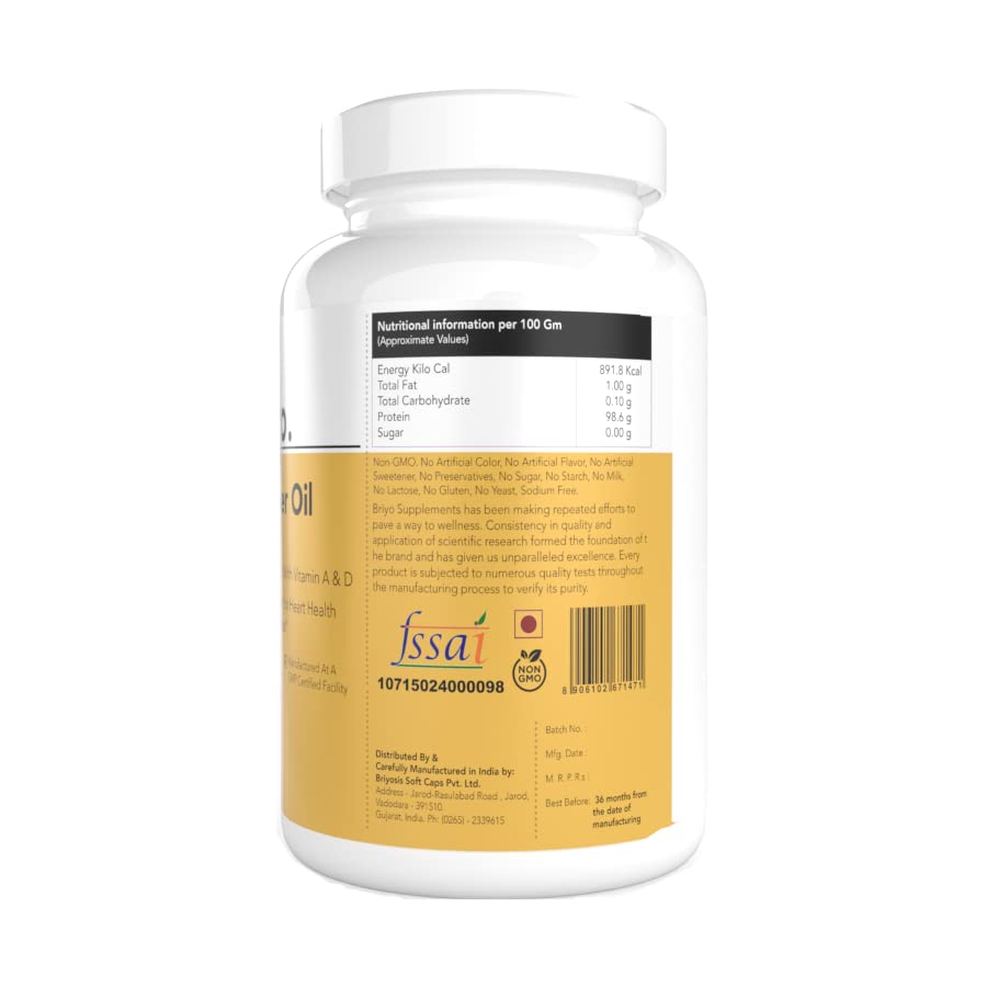 Briyosis Cod Liver Oil- Omega Fatty Acids with Vitamin A & D Cod liver Oil Capsule Help Reduce Joint Pain And Maintain The Immune System For Unisex