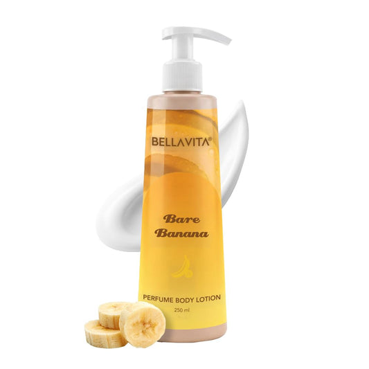 BELLAVITA Bare Banana | Perfume Body Lotion for Man and Woman | Long-lasting Hydration | Soft & Smooth Skin | Long-lasting Scent | Paraben-free | Infused with Cocoa Butter & Glycerin | 250ml