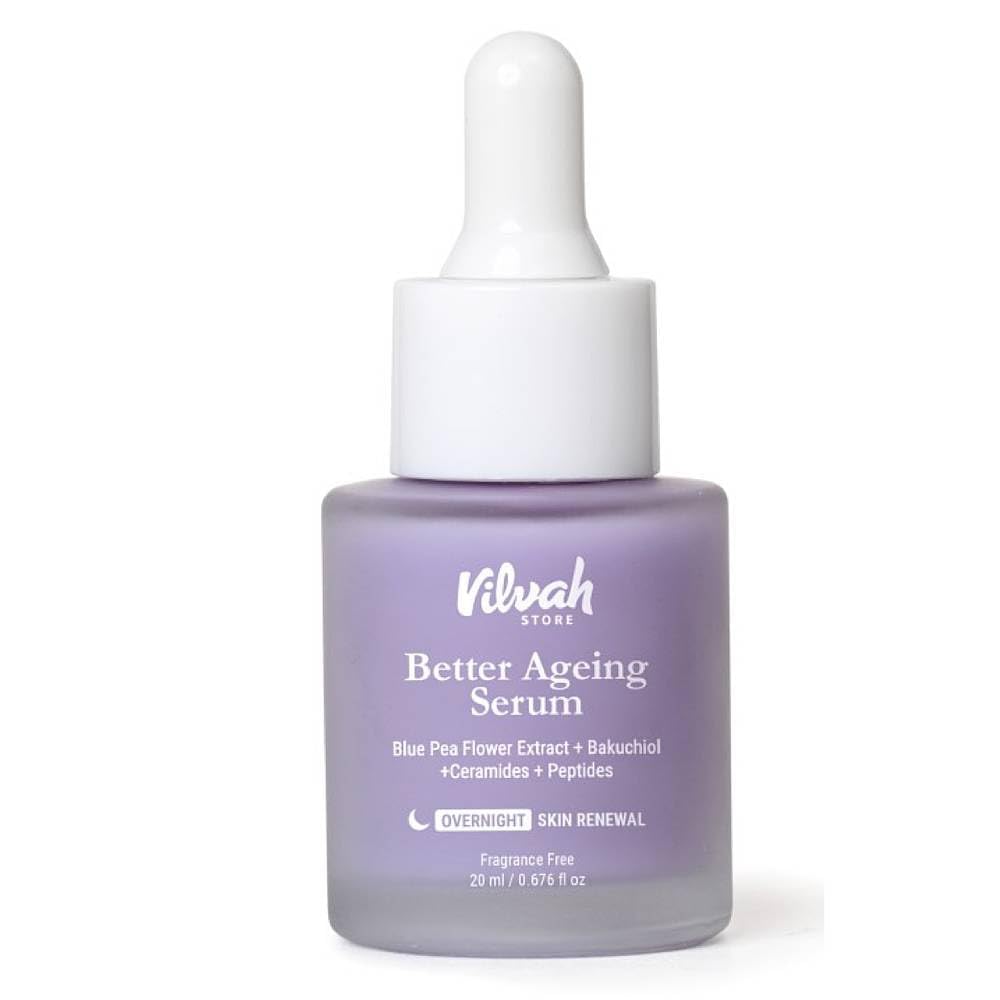 Vilvah Better Ageing Face Serum | Bakuchiol & Blue Pea Extract | Helps Reduce Fine Lines & Wrinkles | Firms, Hydrates & Strengthens Skin Barrier | Beginner-Friendly & Pregnancy-Safe | 20ml
