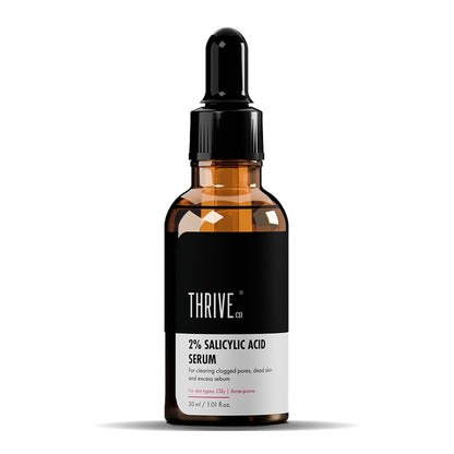 ThriveCo 2% Salicylic Acid Face Serum | Helps Reduce Acne & Blackheads | Controls Oil & Unclogs Pores | Exfoliating Serum for Oily & Acne-Prone Skin | 30 ml