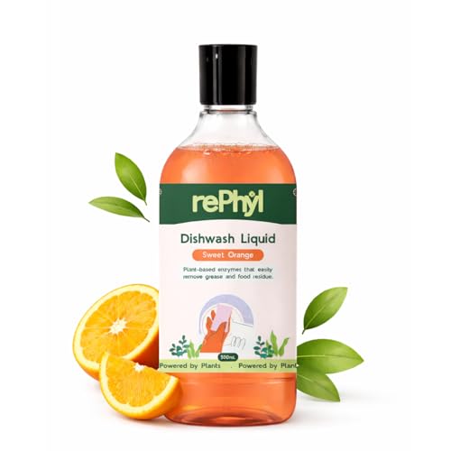 Dishwash Liquid 500ml | Plant-Powered | Fresh Sweet Orange Fragrance | Kitchen Care Concentrate For Tough Grease & Food Residue Remover | Gentle Non-Toxic Dishwash Liquid for Kitchen Use|B0GVTYPRSZ