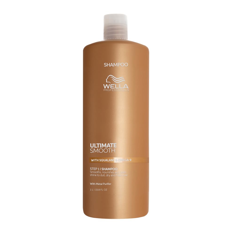 Wella Professionals Ultimate Smooth Shampoo with Squalane and Omega-9 for dry, dull, & frizzy hair | 1L