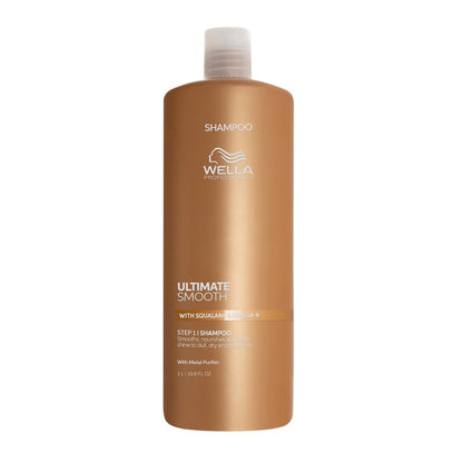 Wella Professionals Ultimate Smooth Shampoo with Squalane and Omega-9 for dry, dull, & frizzy hair | 1L