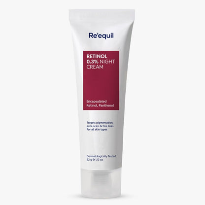 RE' EQUIL 0.3% Retinol Night Cream, Improves Skin Texture, Reduces Acne, Unisex, For All Skin Types, 32G