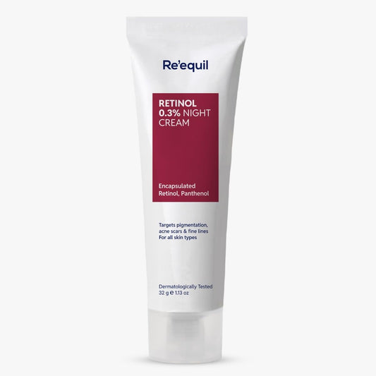 RE' EQUIL 0.3% Retinol Night Cream, Improves Skin Texture, Reduces Acne, Unisex, For All Skin Types, 32G