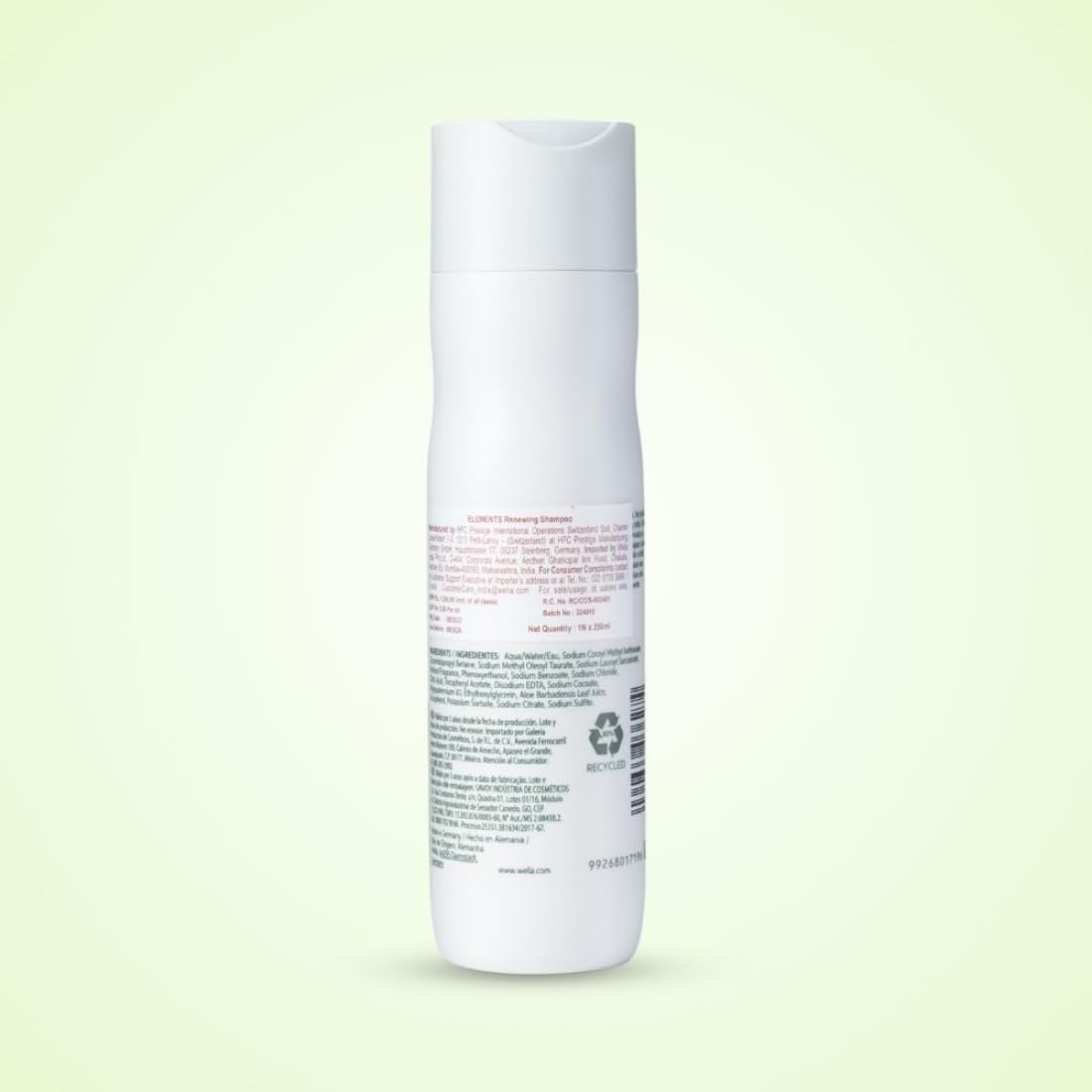 Wella Professionals Elements Renewing Shampoo | Gentle Cleanser for Shiny, Frizz-Free Hair | Sulphate Free Shampoo, Silicone, Paraben Free & Vegan | With Aloe Vera, Vitamin E