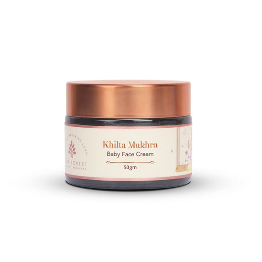Baby Forest Khilta Mukhra Baby Face Cream for Kids 50g | With Shea Butter, Saffron & Almond Oil | Ayurvedic Natural Face Moisturizer for Boys & Girls | Paraben-Free, Derma Safe, Organic