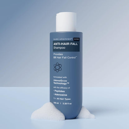 Bare Anatomy Anti-Hair Fall Shampoo | Provides 5x Hair Fall Control | pH 4.6 | Adenosine & Peptides | Strengthens Weak Roots & Reduces Breakage | Sulphate & Paraben Free | Unisex | 100ml