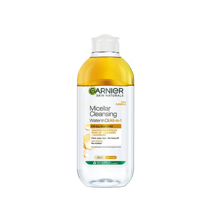 Garnier Oil-infused Micellar Cleansing Water | Make-Up Remover & Cleanser for waterproof & smudge-proof makeup | Suitable for all skin types | Just Pour, Press & Swipe | 400ml