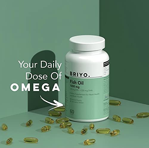 Briyosis Fish Oil 1000 mg (550 mg Omega 3) - 330 mg EPA & 220 mg DHA Per Softgel For Heart and Brain Health