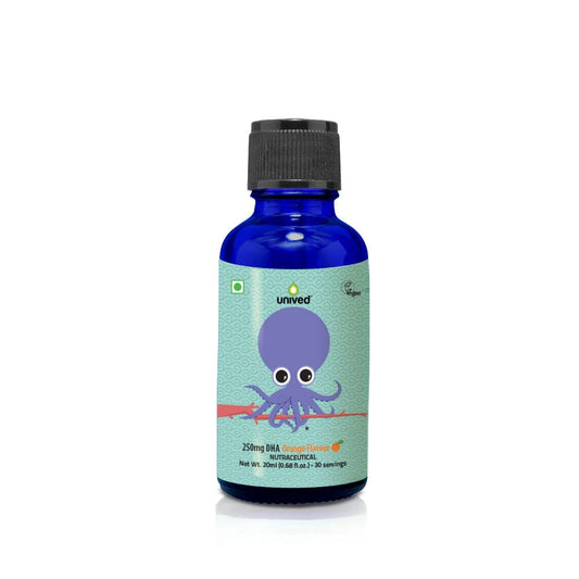 Unived OVEGHA Kids, Vegan Algae Omega-3 DHA 250mg DHA, Liquid Dropper, Natural Orange Flavour, 30 servings