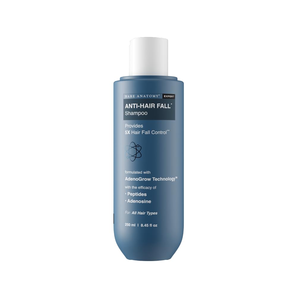 Bare Anatomy Anti Hair Fall Shampoo | 5x Hair Fall Control & Growth|Contains Biotin Adenosine, & Peptides | Rosemary, Rice Water, Hyaluronic Acid | For All Hair Types | For Women & Men | 250ml