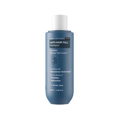 Bare Anatomy Anti Hair Fall Shampoo | 5x Hair Fall Control & Growth|Contains Biotin Adenosine, & Peptides | Rosemary, Rice Water, Hyaluronic Acid | For All Hair Types | For Women & Men | 250ml