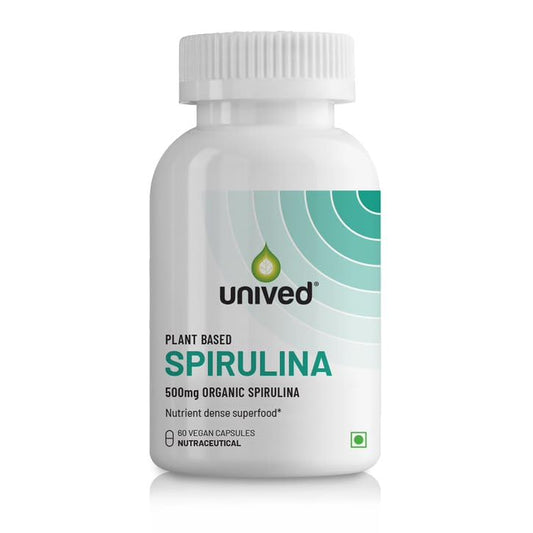 Unived Spirulina for Health & Immunity, only Spirulina & nothing else - 60 Vegan Capsules