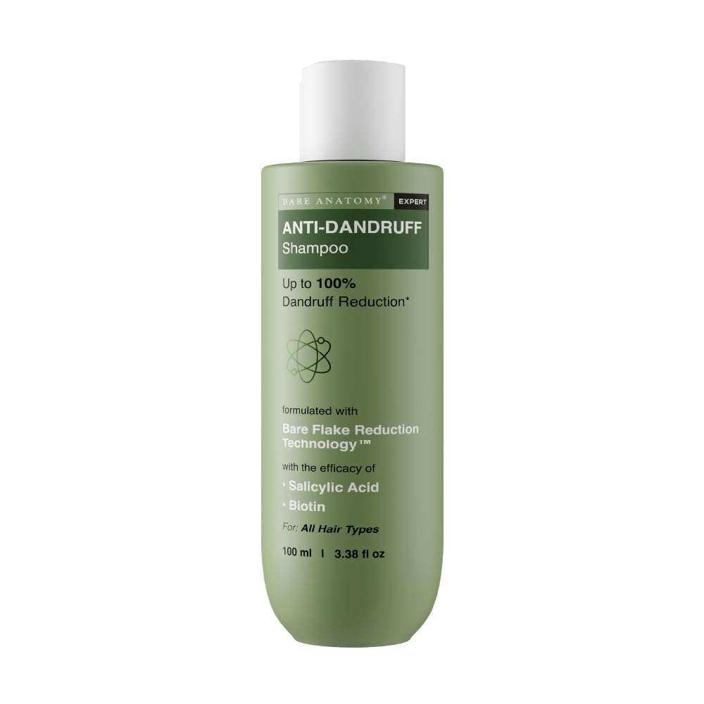 Bare Anatomy Anti Dandruff Shampoo | Reduces Up to 100% Dandruff and Strengthens Hair | Derma Approved Shampoo with Salicylic Acid & Biotin | Helps Remove Flakes and Itching | Shampoo For All Hair types | For Women And Men | 100ml