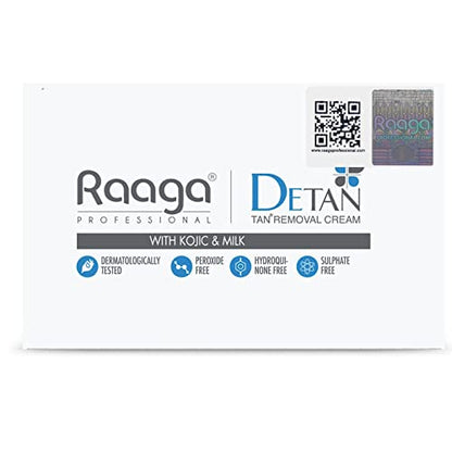 Raaga Professional De-Tan Tan removal Cream Kojic & Milk | 72g (12g*6) & Raaga Professional Express Facial Kit | Normal to Oily | 35gm