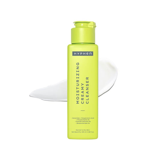 Hyphen Moisturizing Creamy Cleanser for Dry & Sensitive Skin | 2% Ceramides & Polyglutamic Acid | Barrier Repair, Hydration & Gentle Cleansing | Facewash for All Skin Types | For summer | Skin Care Products | Daily Cleanser For Men & Women - 100ml