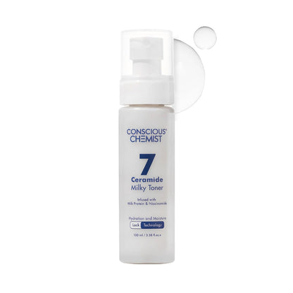 Conscious ChemistÂ® Niacinamide & 7 Ceramide Milky Face Toner | 100ml | Alcohol-Free Hydrating Toner for Oily, Dry & Combination Skin | Pore Refining, Barrier Repair, Brightening & Smoothing | Women & Men