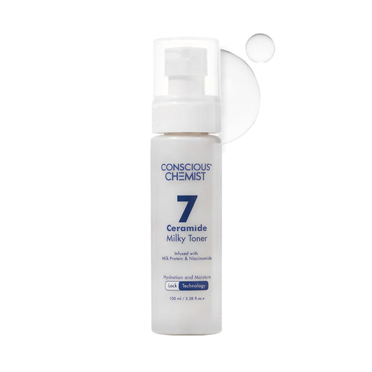 Conscious ChemistÂ® Niacinamide & 7 Ceramide Milky Face Toner | 100ml | Alcohol-Free Hydrating Toner for Oily, Dry & Combination Skin | Pore Refining, Barrier Repair, Brightening & Smoothing | Women & Men