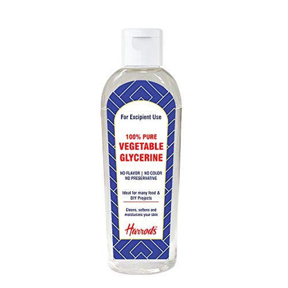 Harrods Glycerin Pure & Unscented, Pharmaceutical Grade, 100% Vegan, Hypoallergenic 115ml - Premium Skin Care & Hair Nourishment, USP Food & Cosmetic Grade for Beauty, Skincare, and Soap Crafting