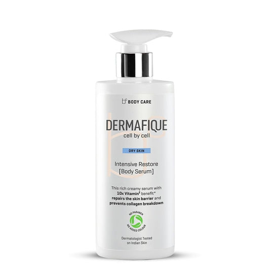 Dermafique Intensive Restore Body Lotion Serum with 10X Vitamin E benefit 300ml, Body Lotion for Dry Skin, Suitable for Winters & 100 hour Deep moisturisation, Moisturizer for Body | Dermatologist Tested