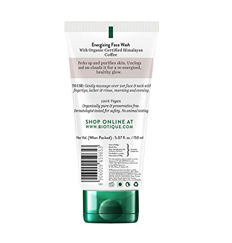 Biotique Coffee Energizing Face Wash 150ml | Purifies Skin, Unclog Pores | Paraben & SLS Free