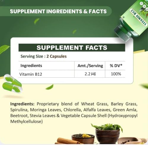 AYURVED Vitamin B12 Capsules â€“ 60 Plant-Based Veg Capsules | Energy, Immunity & Nerve Health Support | Vegan B-12 Supplement | Ayurvedic Formula