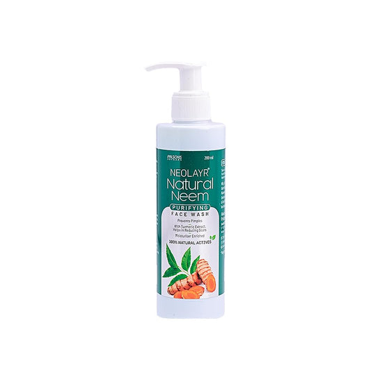 NEOLAYR Natural Neem Purifying Face Wash | With Neem & Turmeric Extracts | Prevents Pimples | Helps in Reducing Scars | Ideal for Acne Prone & Sensitive Skin - Added Moisturiser,200 ml
