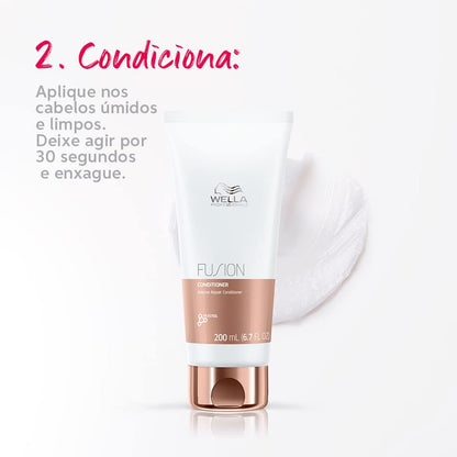 Wella Professionals Fusion Intense Repair Shampoo for Frizzy and Dry Hair | Strengthen, Smoothens & Protect against Breakage | With Silk Amino Acids