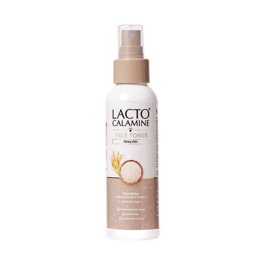 Lacto Calamine Rice Toner | 120ml | Rice Water Toner Korean Skincare for Glass Skin with Vitamin C, Glycolic Acid, Niacinamide | Face Toner for All Skin Types | Dermatologically Tested | Alcohol free