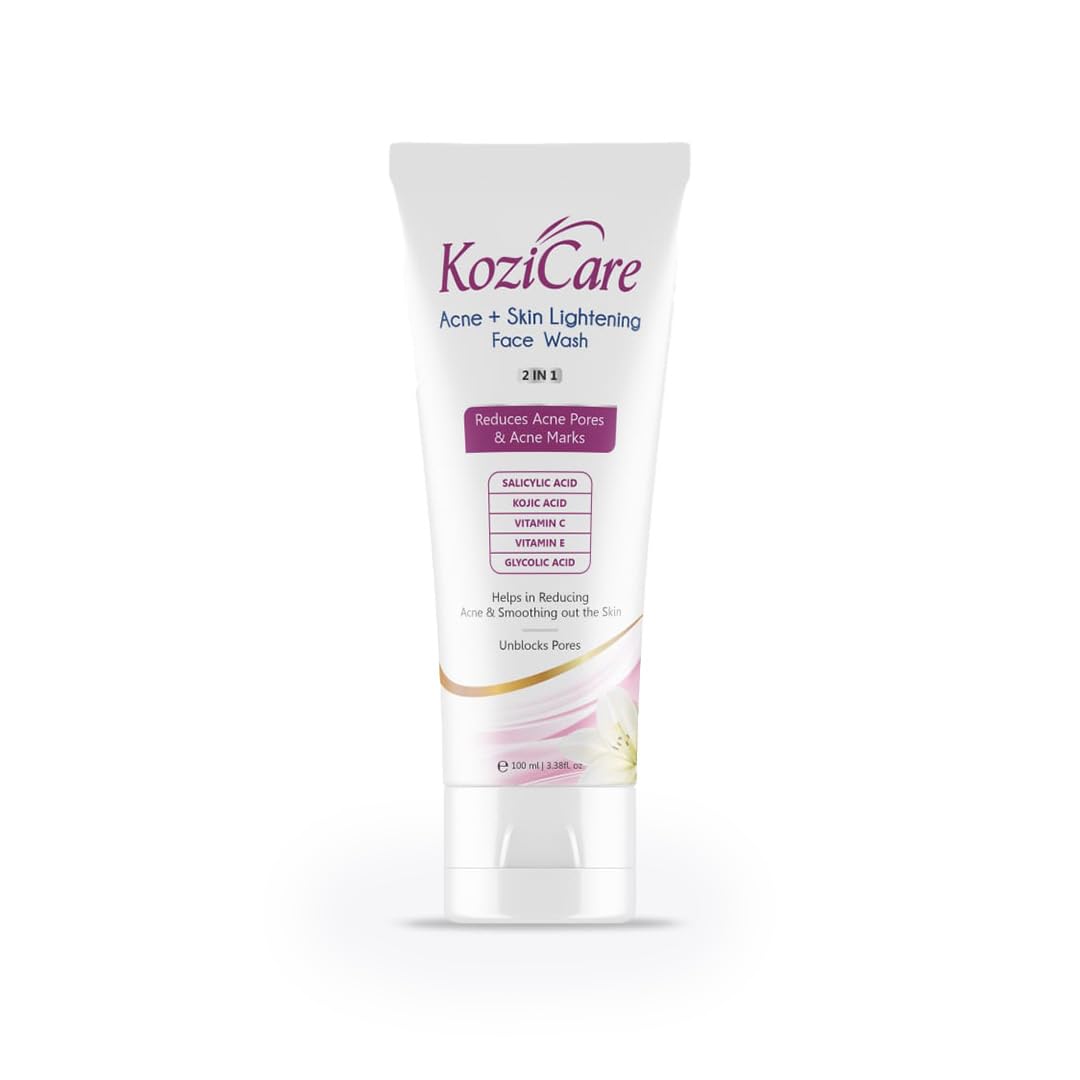 Kozicare Kojic Acid Face Wash | Acno Fight & 2% Salicylic Acid | for Glowing Skin | Reducing Acne & Smoothing Skin | for Women & Men - 100 Ml