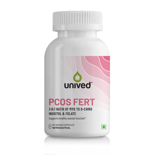 Unived PCOS Fert, 3.6:1 Myo-Inositol to D-Chiro-Inositol with Natural CaronisitolÂ®, Supports Healthy Ovarian Function, One Month Supply