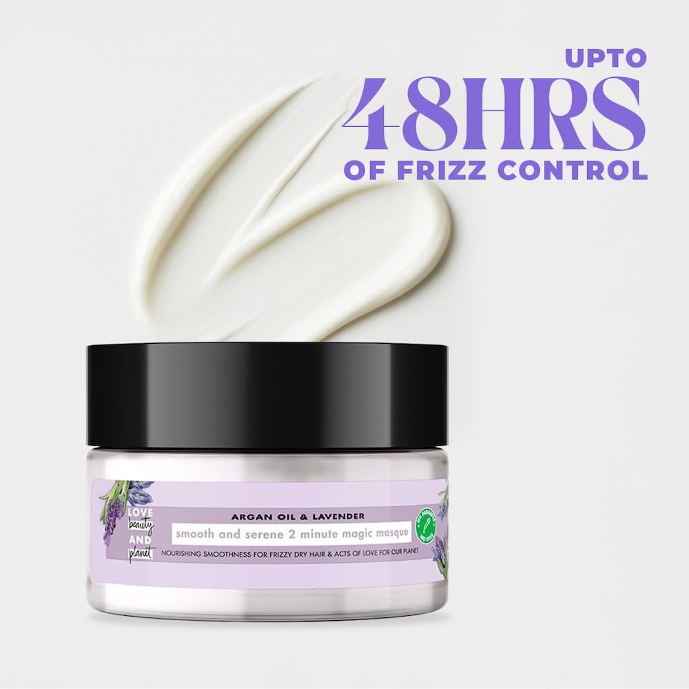 Love Beauty & Planet Argan Oil & Lavender Magic Mask for Smooth Frizz Free Hair|No Sulfates,No Paraben|200ml