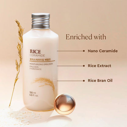 The Face Shop Rice & Ceramide Face Cream 150ml | Barrier Repair Moisturizer for Dry Skin, Intense Hydration & Strengthening | 12Hr Moisture Lock | Korean Skincare