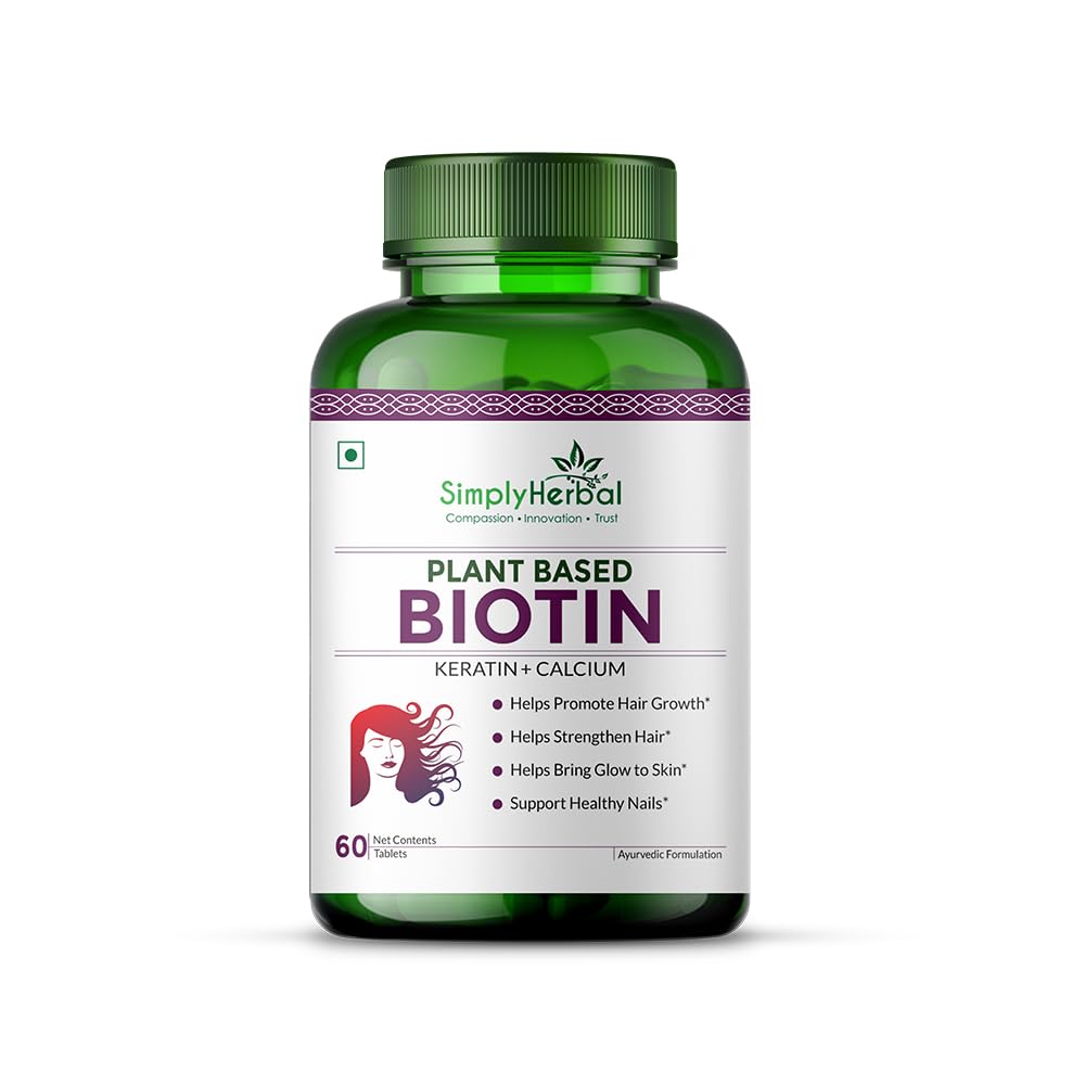 Simply Herbal Plant-Based Biotin Tablets â€“ 60 Tablets | Natural Biotin Supplement | Vegan & Gluten-Free | Supports Daily Nutrition