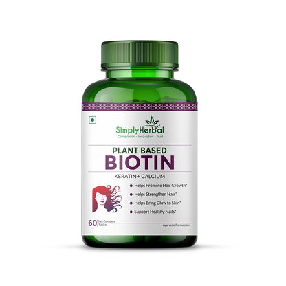 Simply Herbal Plant-Based Biotin Tablets â€“ 60 Tablets | Natural Biotin Supplement | Vegan & Gluten-Free | Supports Daily Nutrition