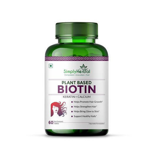 Simply Herbal Plant-Based Biotin Tablets â€“ 60 Tablets | Natural Biotin Supplement | Vegan & Gluten-Free | Supports Daily Nutrition