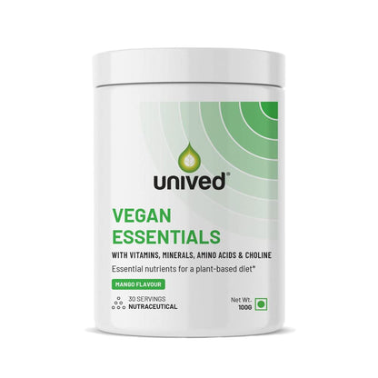 Unived Vegan Essentials | Formulated for those on a Plant-Based diet | Adequately dosed Key Vitamins, Minerals, Supergreens, and Amino Acids | 30 Servings