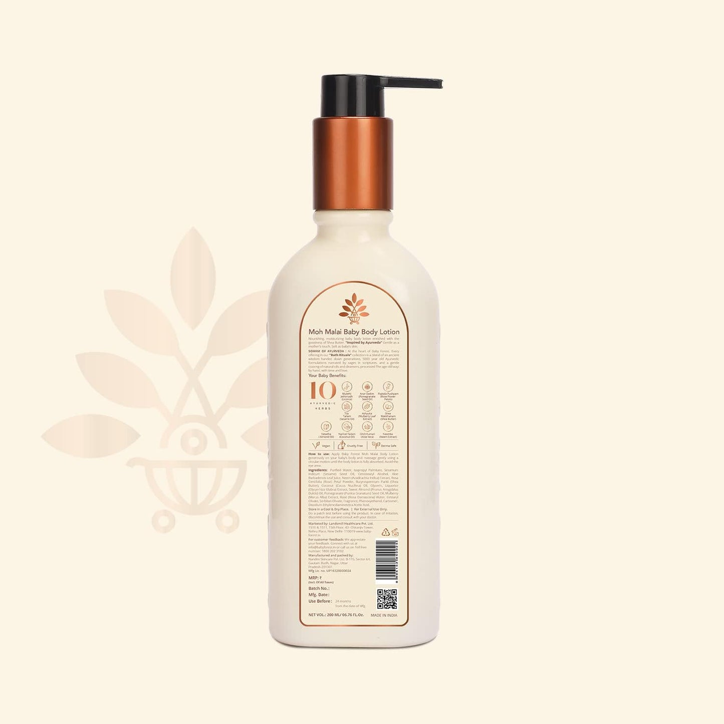 Baby Forest Rich Moisture Nourishing Baby Lotion | With Moisturizing Cream for Baby's Soft Skin | Gentle Daily Care for Newborns & Infants | 200ml | Paraben-Free, Derma Safe
