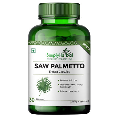 Simply Herbal Saw Palmetto Extract 1000mg â€“ 30 Veg Capsules | Herbal Supplement for Prostate Health & Hair Wellness | For Men & Women