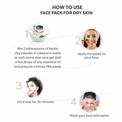 INDUS VALLEY Bio Organic Kaolin Powder | China clay For Skin Face Mask - (200g+50g)